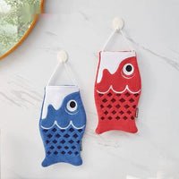 HKM-628563 Cute Cartoon Microfiber Hanging Hand Towel in Red and Blue
