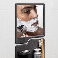 HKM-628563 Toothbrush and Razor Holder Set with Fog Resistant Silicone Shower Mirror