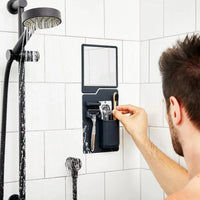 HKM-628563 Toothbrush and Razor Holder Set with Fog Resistant Silicone Shower Mirror