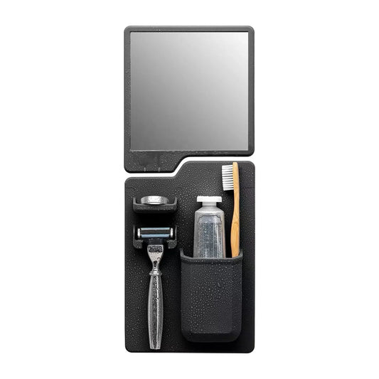 HKM-628563 Toothbrush and Razor Holder Set with Fog Resistant Silicone Shower Mirror