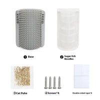 HKM-6286909 Cat Scratcher Massage Brush with Base and Double-Sided Adhesive – Multiple Color Options Available
