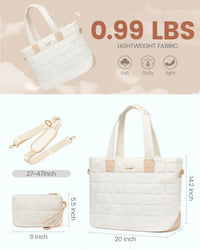 HKM-628691 Fashionable 15.6 in Waterproof Nylon Quilted Puffer Tote Shoulder Bag Set for Women