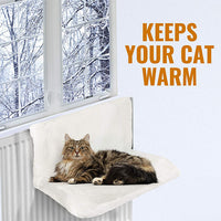 HKM-6288317 Cozy Cat Radiator Bed with Soft Faux Fur Cover - Collapsible Metal Frame for Small Pets