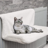 HKM-6288317 Cozy Cat Radiator Bed with Soft Faux Fur Cover - Collapsible Metal Frame for Small Pets