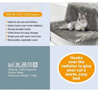 HKM-6288317 Cozy Cat Radiator Bed with Soft Faux Fur Cover - Collapsible Metal Frame for Small Pets