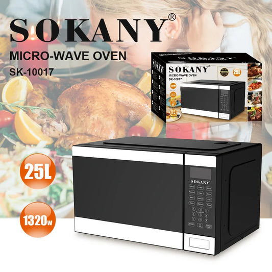 HKM-628883 High Power 25L Stainless Steel Household Microwave Oven with 1320W Heating Elements