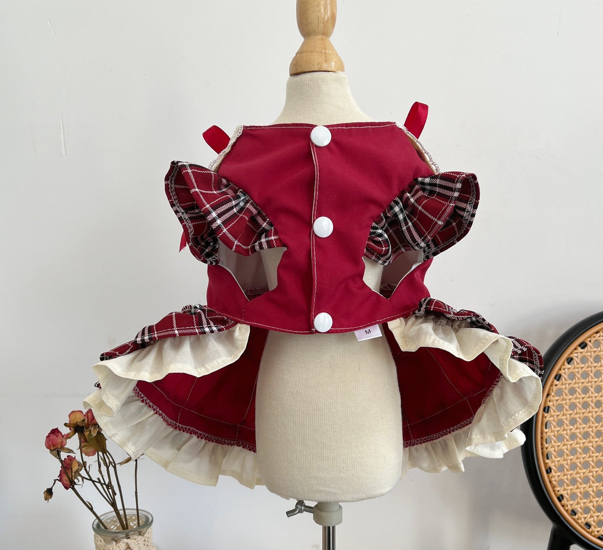 HKM-6288957 Plaid Lace Princess Lolita Dress with Matching Pet Bow Hat