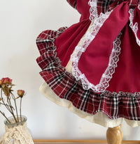 HKM-6288957 Plaid Lace Princess Lolita Dress with Matching Pet Bow Hat