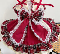 HKM-6288957 Plaid Lace Princess Lolita Dress with Matching Pet Bow Hat