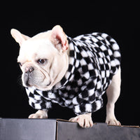 HKM-6289085 Checkerboard Plaid Plush Dog Coat ¨C Black & White, Fashion Casual, Various Sizes Available