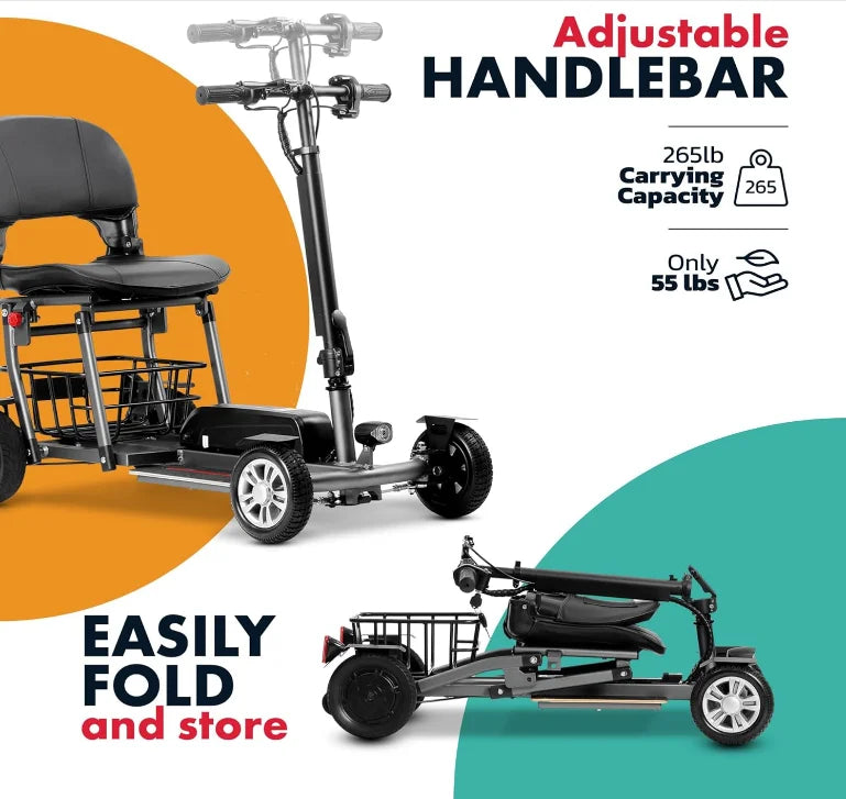 HKM-629011 Lightweight 4-Wheel Electric Mobility Scooter with Lithium Battery for Easy Travel
