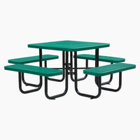 HKM-629011 Outdoor Steel Picnic Table with Umbrella Hole and Thermoplastic Coating for Commercial Use