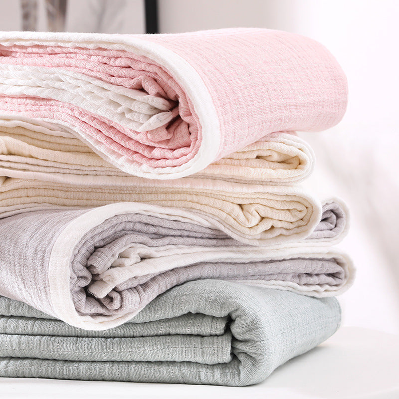 HKM-629139 Japanese Washed Gauze Six-Layer Cotton Nap Blanket in Solid Colors with Plain Edges