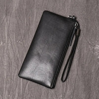 HKM-629203 Genuine Leather Mobile Phone and Card Bag - Soft Retro Pouch in Black or Coffee