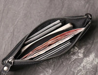HKM-629203 Genuine Leather Mobile Phone and Card Bag - Soft Retro Pouch in Black or Coffee