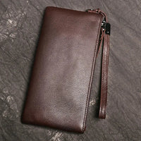 HKM-629203 Genuine Leather Mobile Phone and Card Bag - Soft Retro Pouch in Black or Coffee