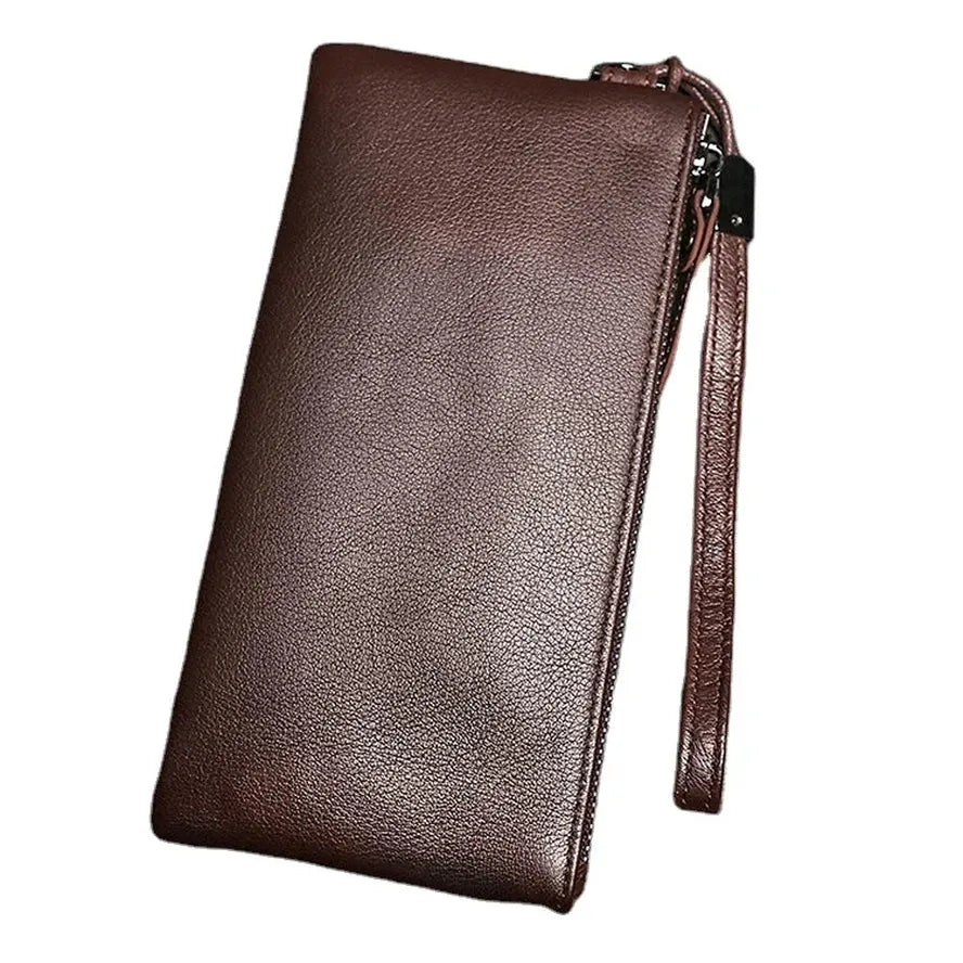 HKM-629203 Genuine Leather Mobile Phone and Card Bag - Soft Retro Pouch in Black or Coffee