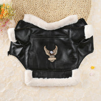 HKM-6292285 Stylish Leather Pet Jacket for Autumn & Winter - Black & Brown Options, Sizes XS-L
