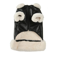 HKM-6292285 Stylish Leather Pet Jacket for Autumn & Winter - Black & Brown Options, Sizes XS-L