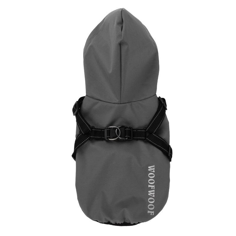 HKM-6293053 Puppy Dog Waterproof Raincoat - All-Inclusive Poncho for Pets in Carmine, Grass Yellow, and Gray Green