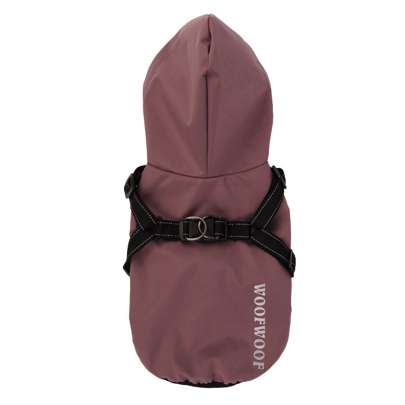 HKM-6293053 Puppy Dog Waterproof Raincoat - All-Inclusive Poncho for Pets in Carmine, Grass Yellow, and Gray Green
