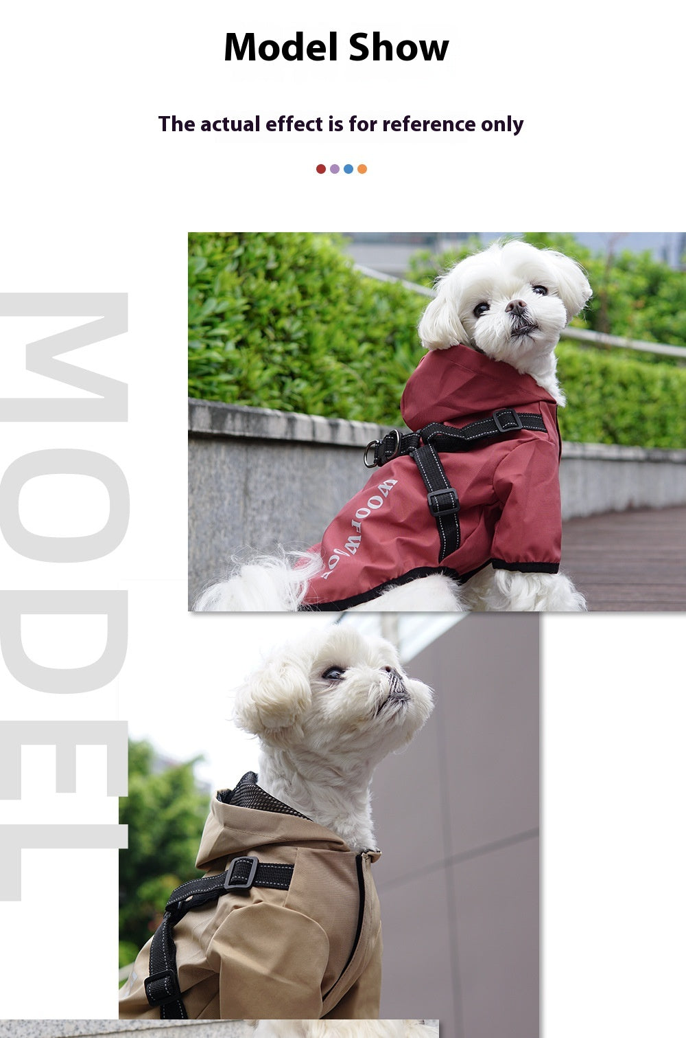 HKM-6293053 Puppy Dog Waterproof Raincoat - All-Inclusive Poncho for Pets in Carmine, Grass Yellow, and Gray Green