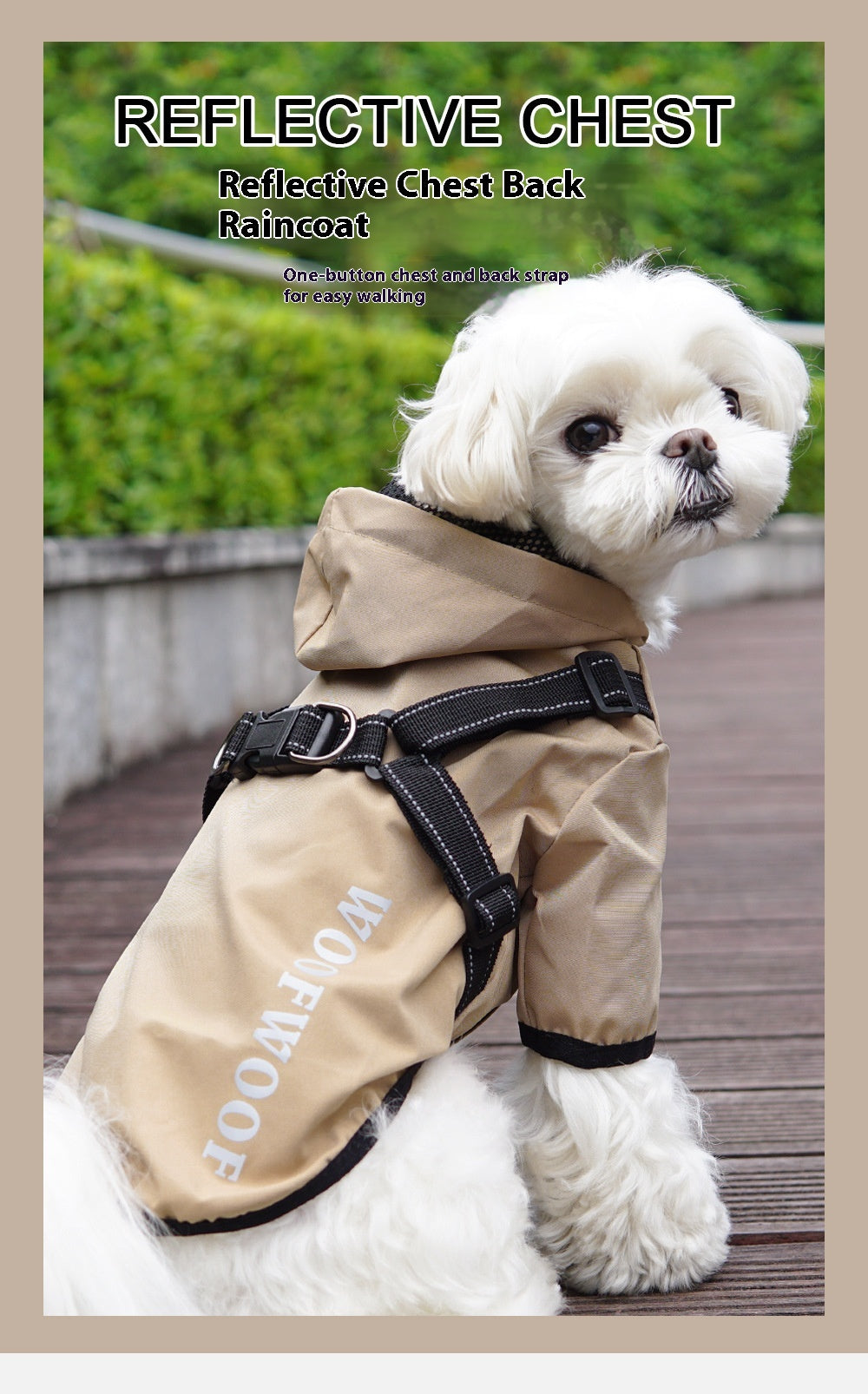 HKM-6293053 Puppy Dog Waterproof Raincoat - All-Inclusive Poncho for Pets in Carmine, Grass Yellow, and Gray Green