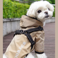 HKM-6293053 Puppy Dog Waterproof Raincoat - All-Inclusive Poncho for Pets in Carmine, Grass Yellow, and Gray Green