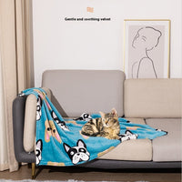 HKM-6293309 Double-Sided Thickened Flannel Pet Blanket Kennel Mat for Dogs in Cartoon Patterns