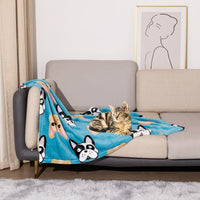 HKM-6293309 Double-Sided Thickened Flannel Pet Blanket Kennel Mat for Dogs in Cartoon Patterns