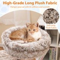 HKM-6295741 Multi-Level Natural Pear Wood Cat Tree with Sisal Scratching Posts and Plush Balls