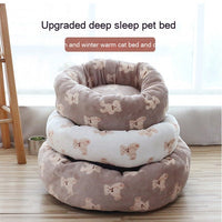 HKM-6296509 Cozy Deep Sleep Pet Bed for Dogs and Cats in Mocha Bear, Milk White Bear, or Blue and White Bear