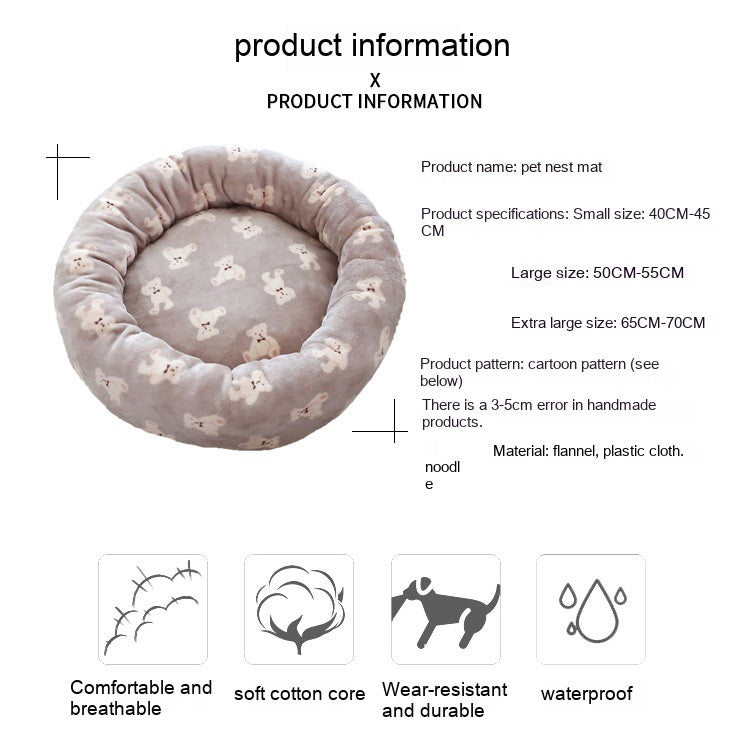 HKM-6296509 Cozy Deep Sleep Pet Bed for Dogs and Cats in Mocha Bear, Milk White Bear, or Blue and White Bear