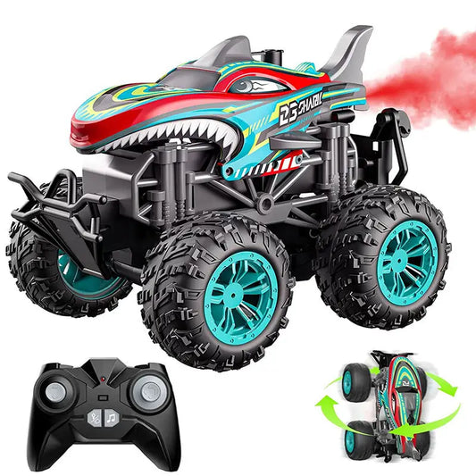 HKM-629715 Remote Control 1/18 Scale Music Spray Stunt Car Toy for Kids - Electric Indoor/Outdoor Vehicle