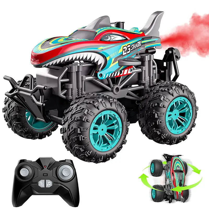 HKM-629715 Remote Control 1/18 Scale Music Spray Stunt Car Toy for Kids - Electric Indoor/Outdoor Vehicle