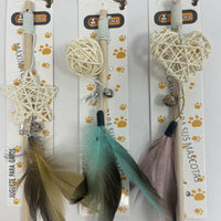 HKM-6297277 Wooden Teaser Sticks with Rattan Balls for Cats