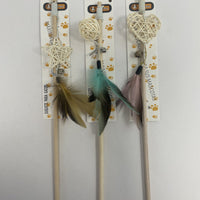 HKM-6297277 Wooden Teaser Sticks with Rattan Balls for Cats