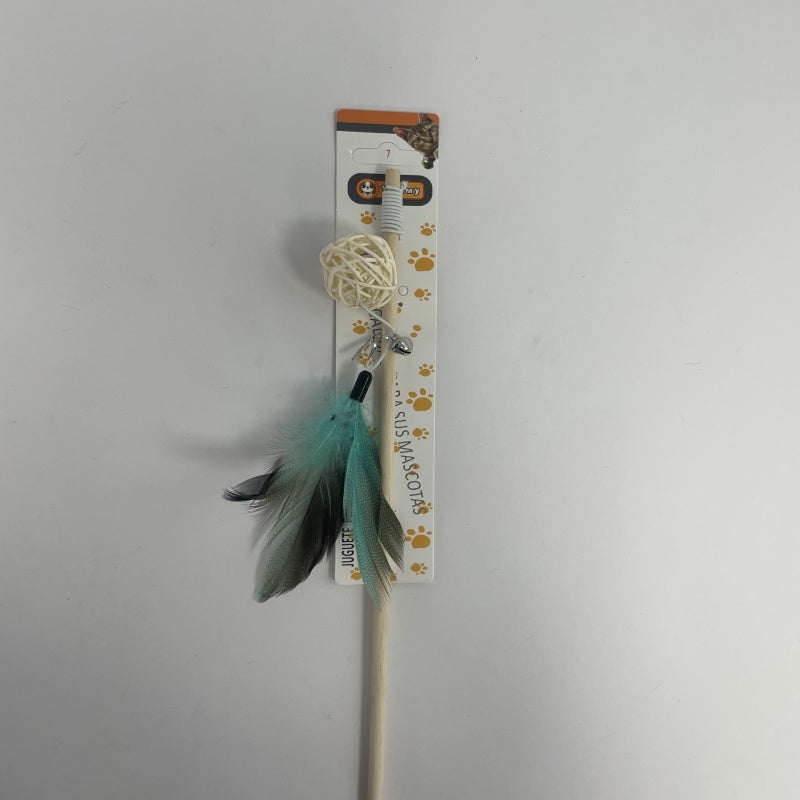 HKM-6297277 Wooden Teaser Sticks with Rattan Balls for Cats