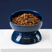 HKM-6298429 Ceramic Anti-Tipping Cat Food Bowl with Oblique Mouth Guard for Neck Comfort