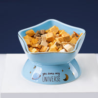 HKM-6298429 Ceramic Anti-Tipping Cat Food Bowl with Oblique Mouth Guard for Neck Comfort