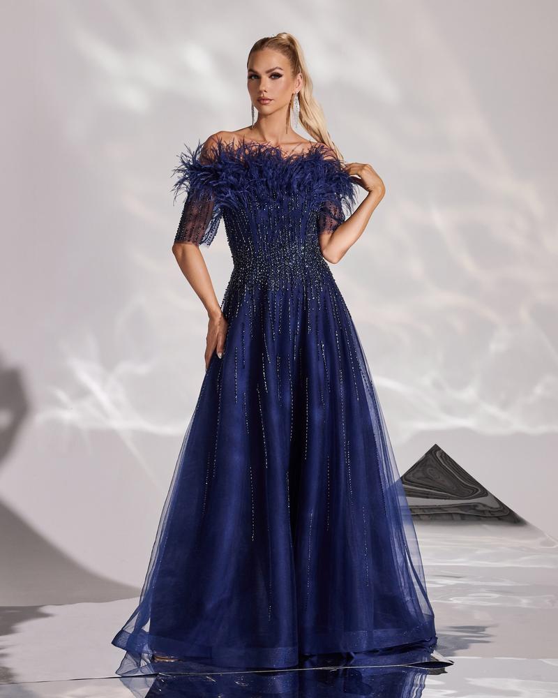 HKM-629843 Elegant Blue Evening Dress for Ladies - Model EZ25129