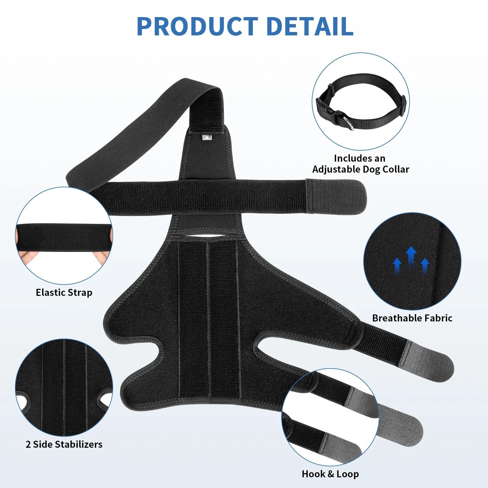 HKM-6299709 Dog Knee Pad Protective Gear for Surgical Injury - Neoprene Bandage and Collar Set