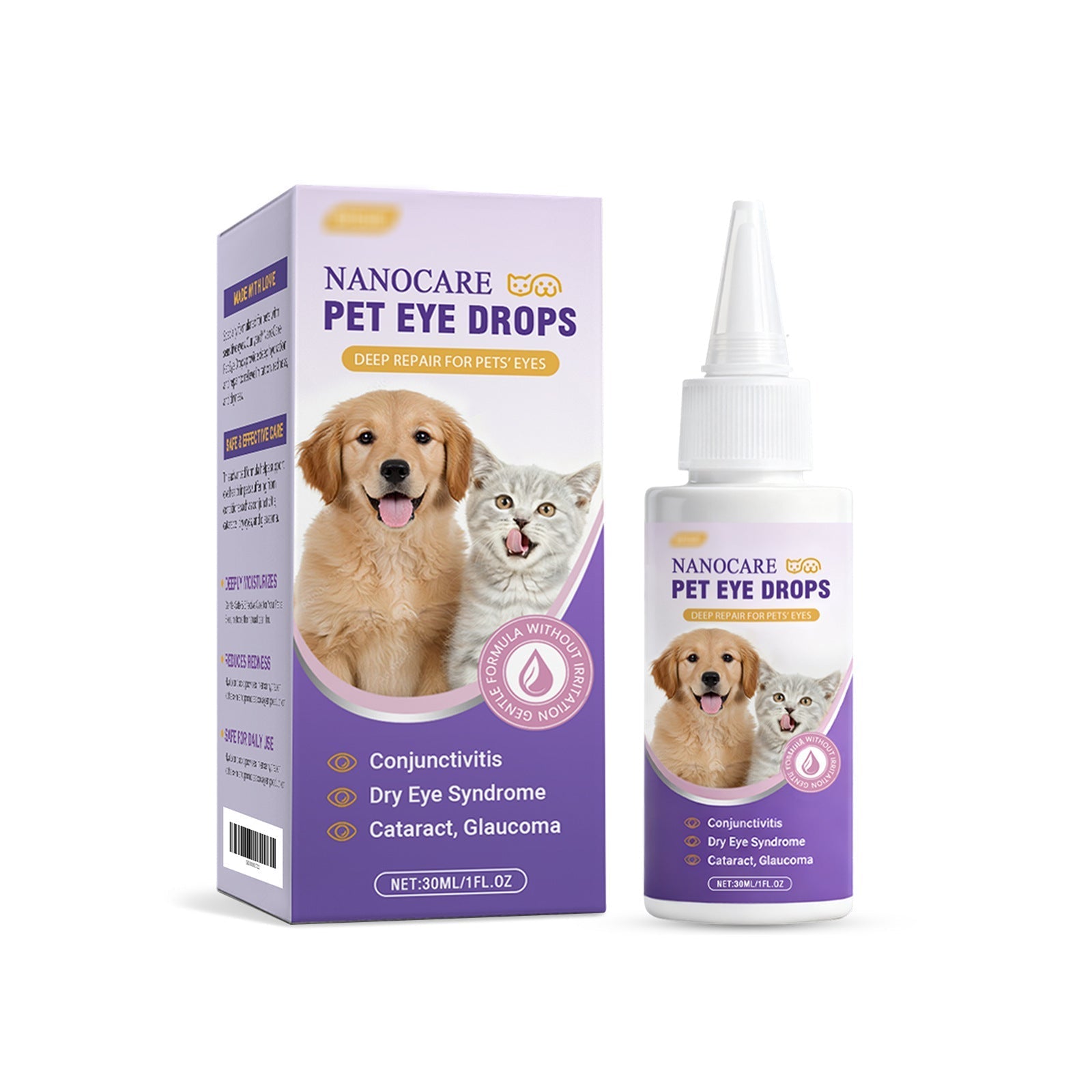 HKM-6300093 Gentle Eye Drops for Cats and Dogs ¨C Effectively Clean Tear Stains and Discharge, 30ml