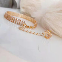 HKM-6300221 Crown Design Gold Chain Dog Collar with Rhinestones ¨C Durable and Stylish
