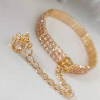HKM-6300221 Crown Design Gold Chain Dog Collar with Rhinestones ¨C Durable and Stylish