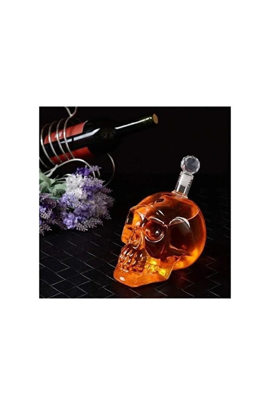 HKM-630099 Handmade Crystal Skull Glass Bottle 350ml for Whiskey, Liquor, or Beverage Serving
