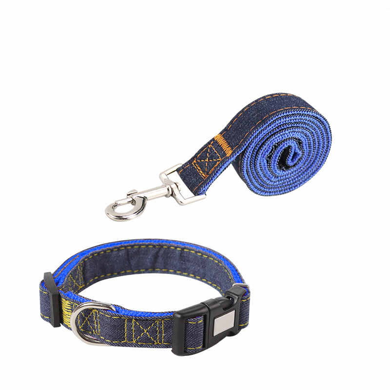 HKM-6301501 Durable Denim Pet Leash with Padded Handles and Shock-Absorbing Chest Strap