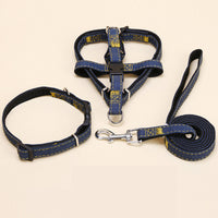HKM-6301501 Durable Denim Pet Leash with Padded Handles and Shock-Absorbing Chest Strap