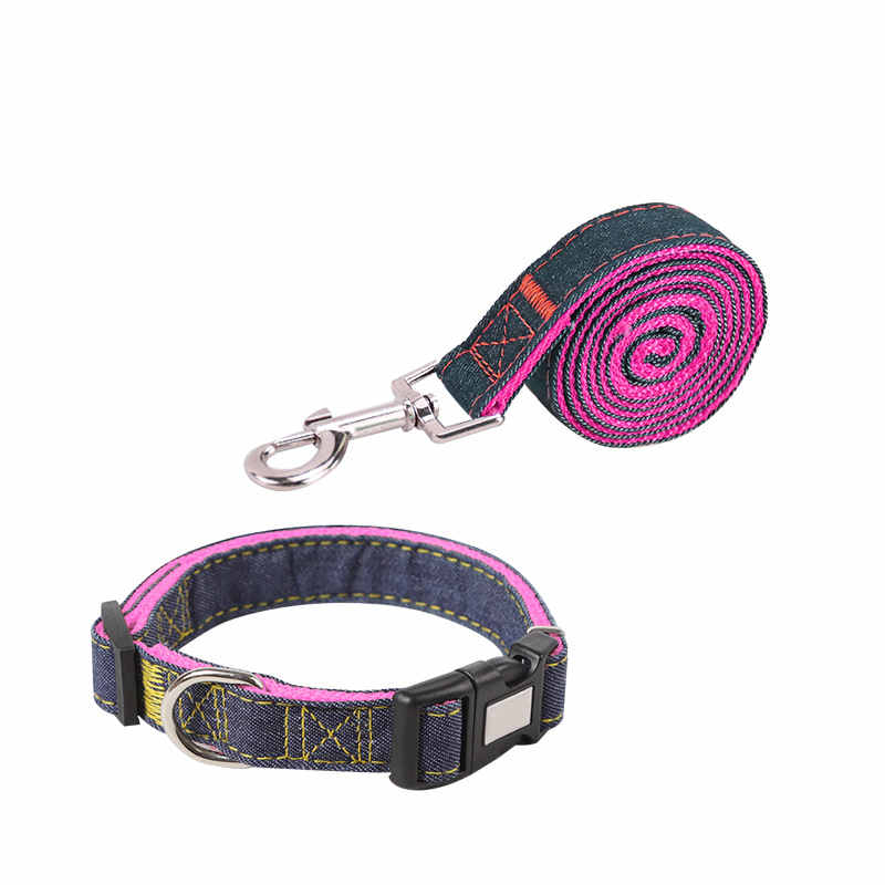 HKM-6301501 Durable Denim Pet Leash with Padded Handles and Shock-Absorbing Chest Strap