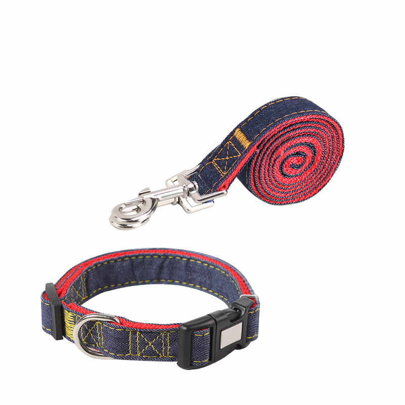 HKM-6301501 Durable Denim Pet Leash with Padded Handles and Shock-Absorbing Chest Strap